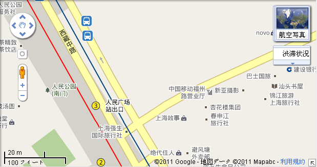 Google地图之上海人民广场附近(比例尺单位：20M)
