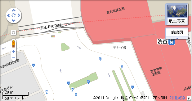 Google地图之東京渋谷駅附近(比例尺单位：20M)